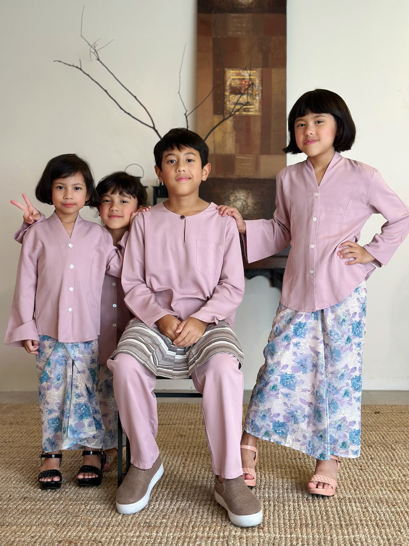 NUH Teluk Belanga Baju Melayu Set in Dusty Lilac