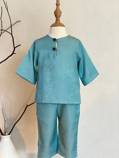 QAID Baby’s Teluk Belanga Baju Melayu Set in Turquoise
