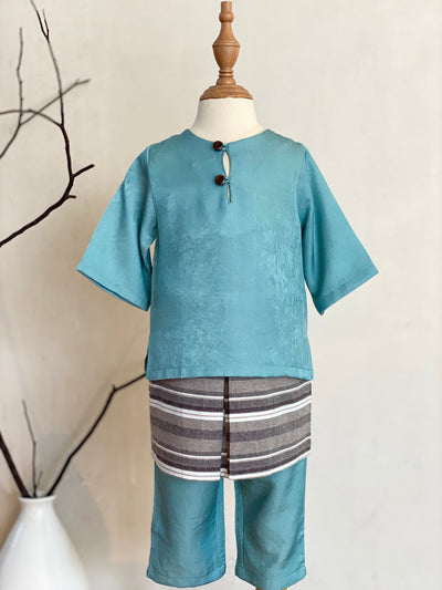QAID Baby’s Teluk Belanga Baju Melayu Set in Turquoise
