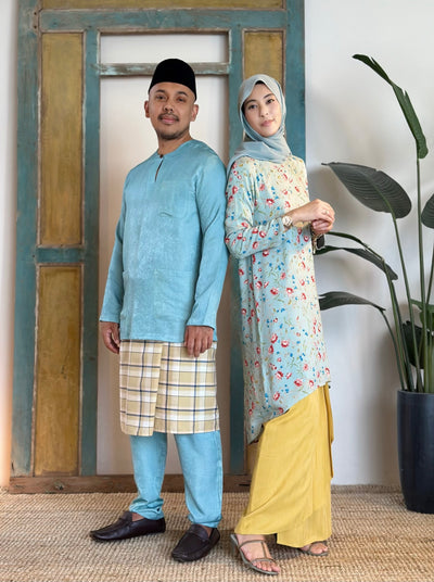 MALIK Teluk Belanga Baju Melayu Set in Turquoise