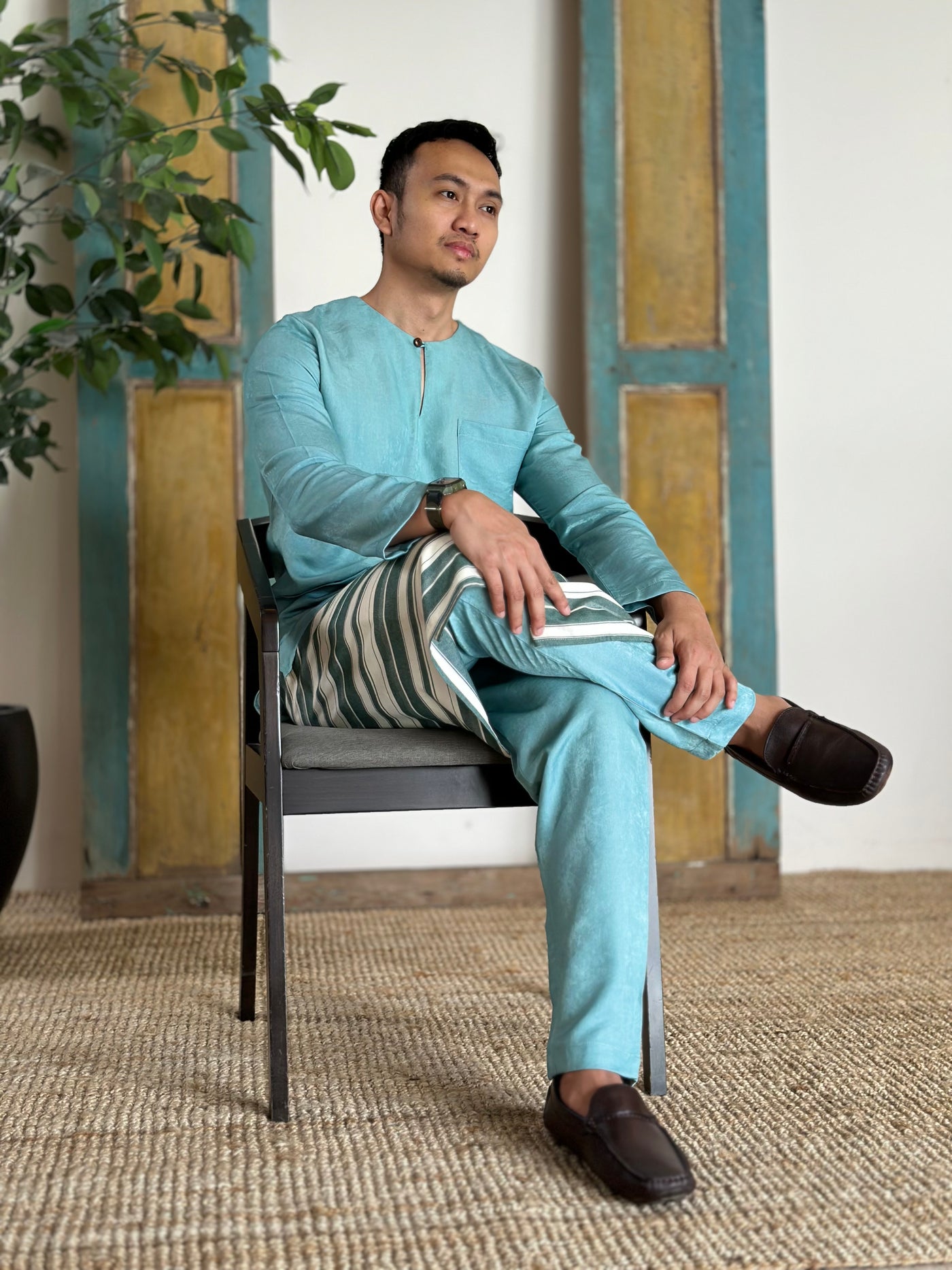 MALIK Teluk Belanga Baju Melayu Set in Turquoise