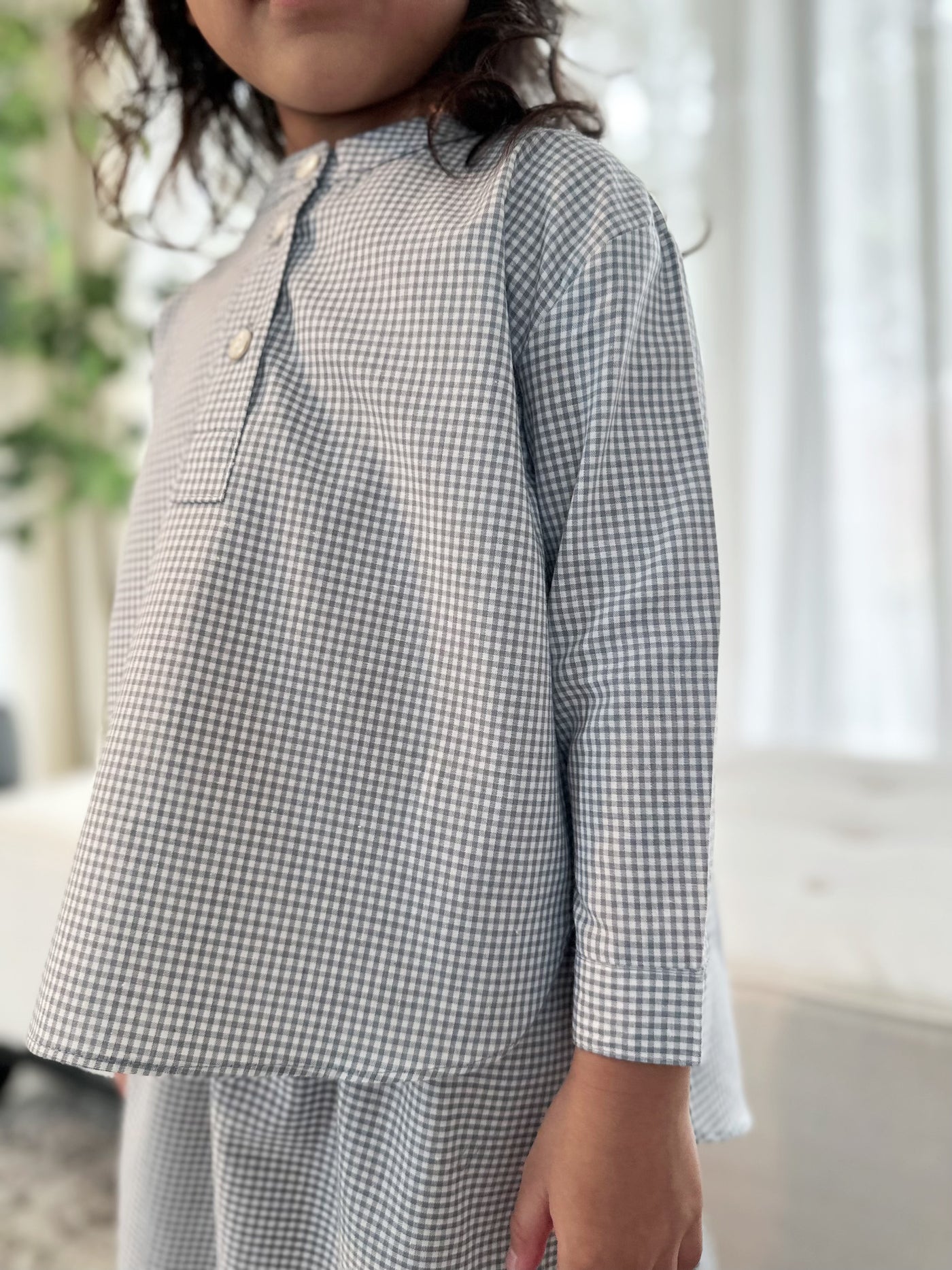 CLAIRE Blouse & Skirt Set in Blue Gingham
