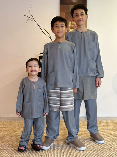 NUH Teluk Belanga Baju Melayu Set in Pewter