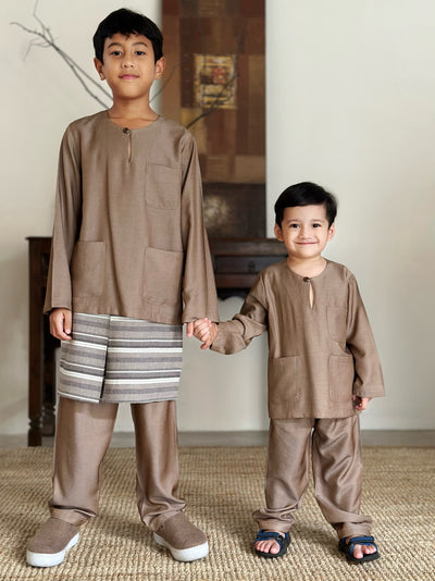 NUH Teluk Belanga Baju Melayu Set in Taupe