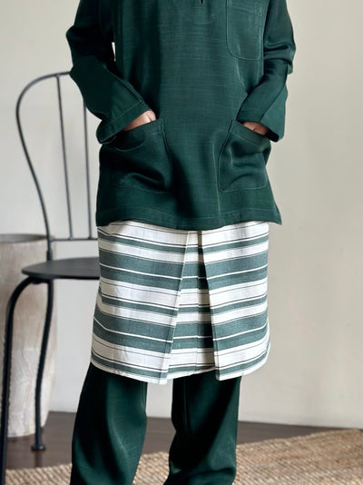 AYUB Instant Pelikat Style Samping in Green Stripes
