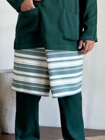 IDRIS Pelikat Style Samping in Green Stripes