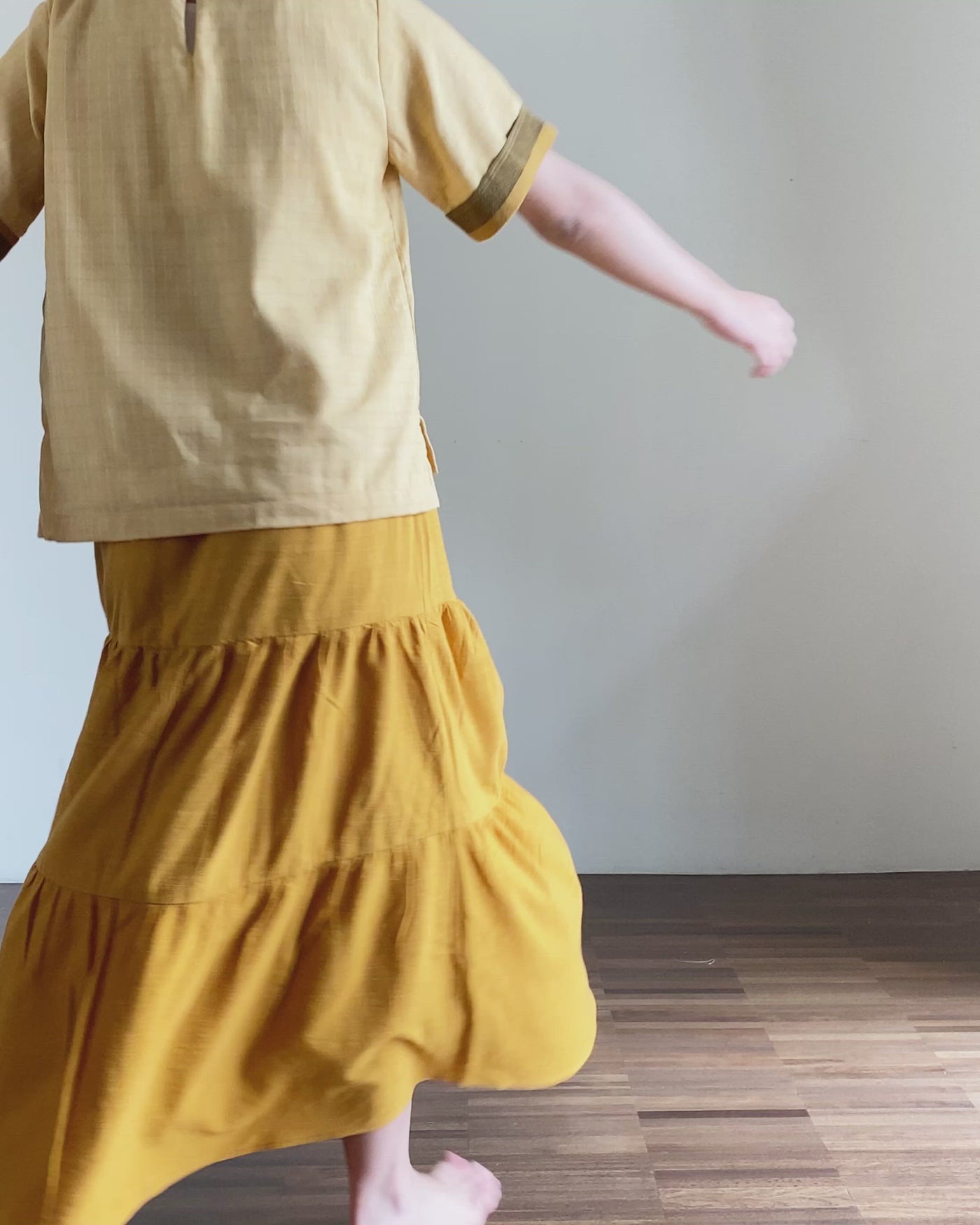PHOEBE Cotton Blouse with Tiered Skirt Set