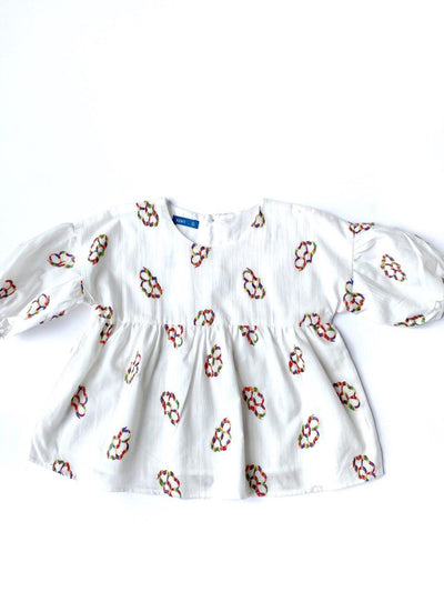 MEREDITH Embroidered Gathered Blouse