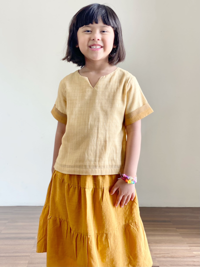 PHOEBE Cotton Blouse with Tiered Skirt Set