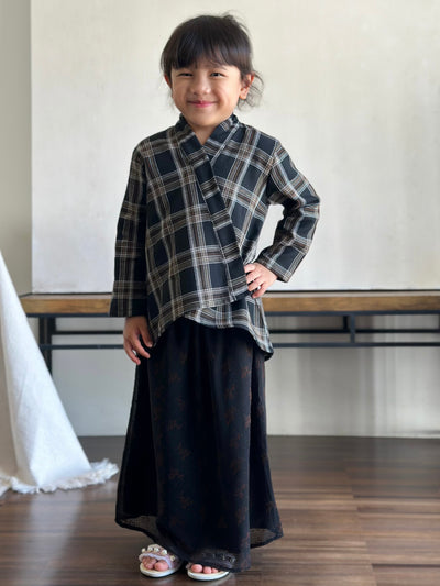 SIREH Modern Kebaya with Skirt Set in Black Plaid