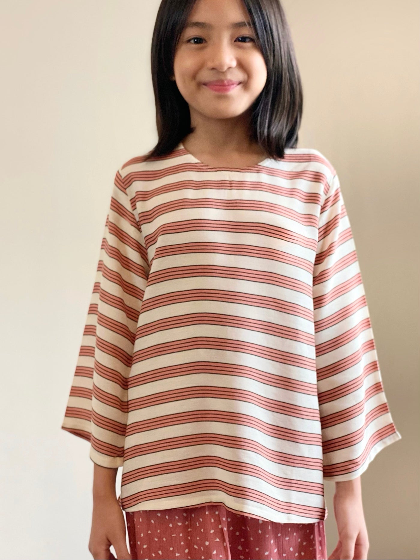 AISYA Striped Blouse in Dusty Pink (Top Only)