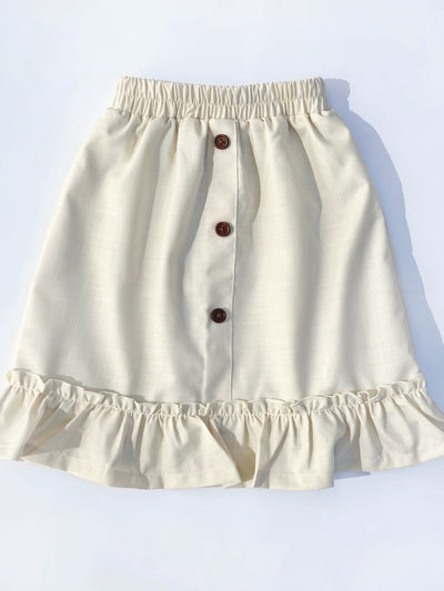 Mallory Buttoned Ruffle Skirt in Ivory