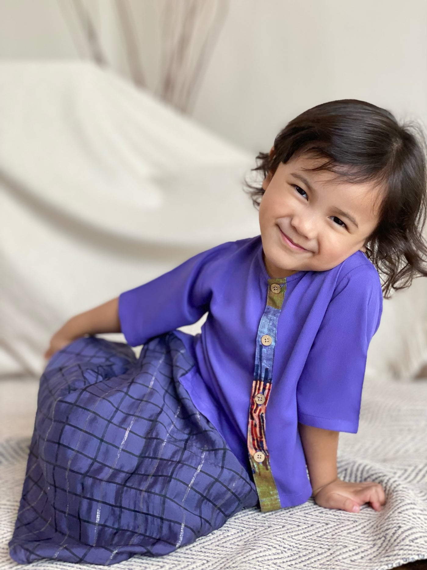 TARI Baby's Blouse with Flared Skirt Set in Purple