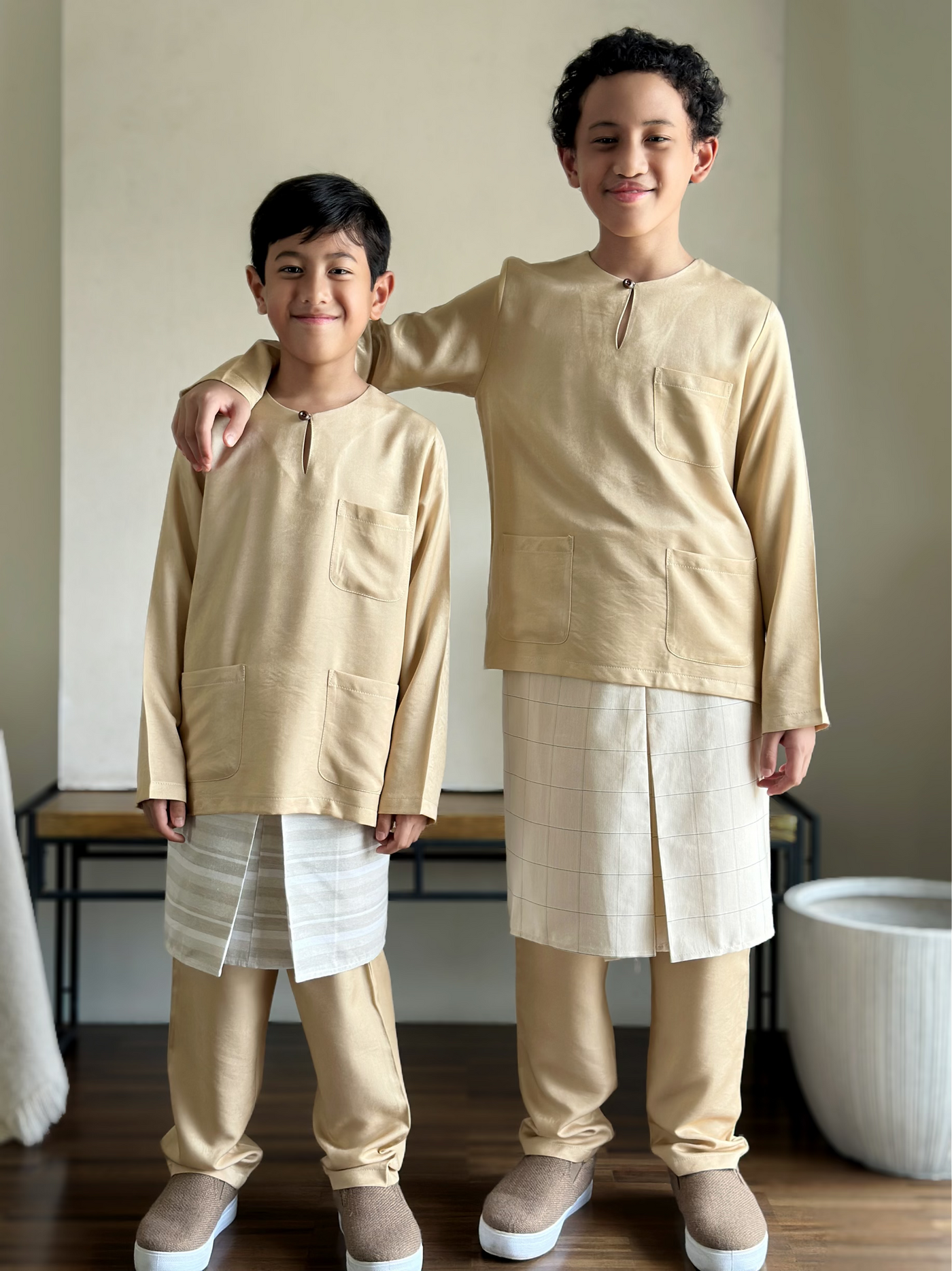 NUH Teluk Belanga Baju Melayu Set in Buttermilk