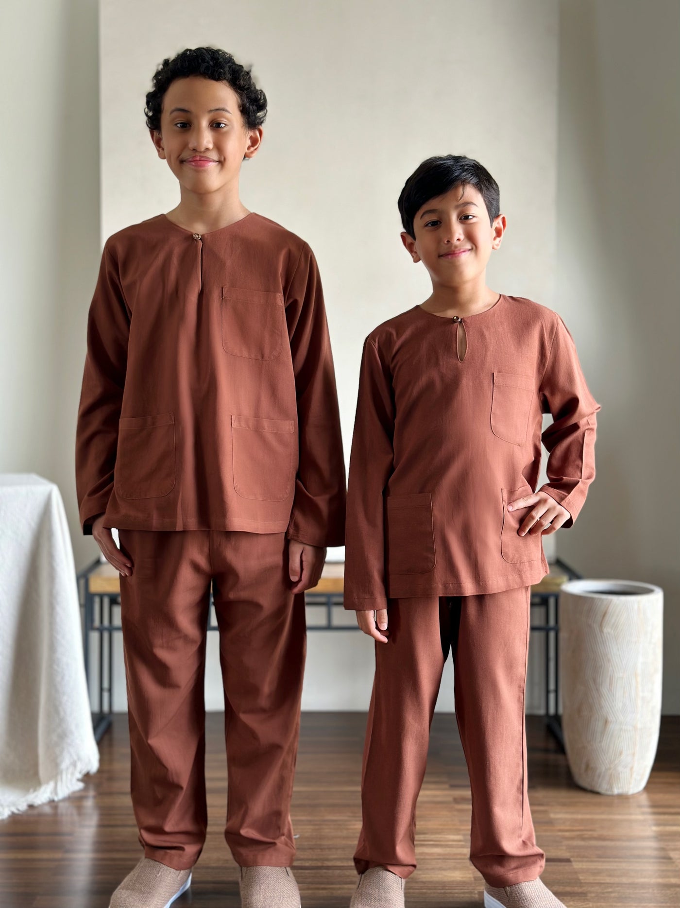 NUH Teluk Belanga Baju Melayu Set in Cocoa
