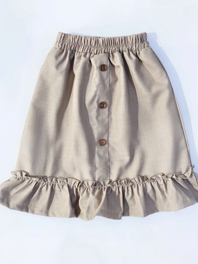 Mallory Buttoned Ruffle Skirt in Cedar