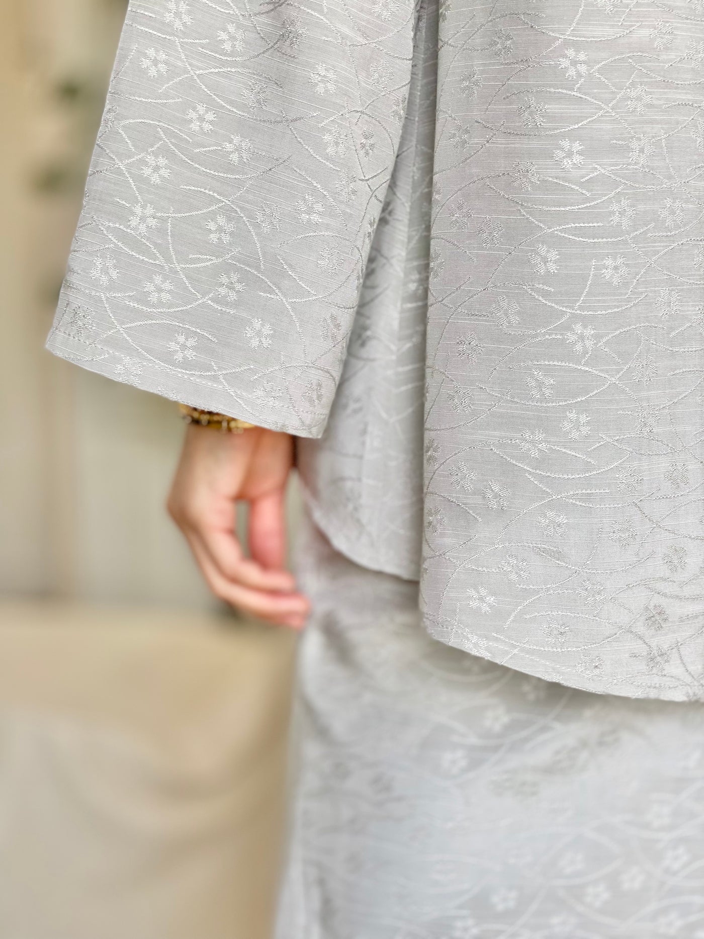 DEWI Flare Modern Kurung Set in Grey