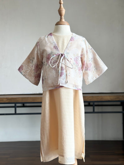 IXORA Baby's Dress with Bolero Set in Vanilla Rose