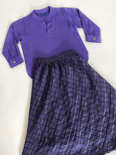 MERDU Tunic with Flared Skirt Set in Purple