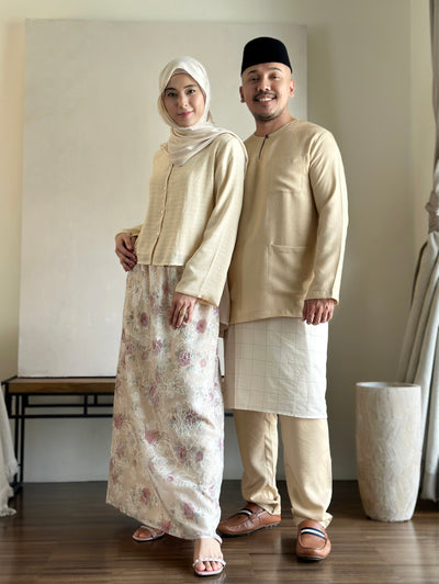 MALIK Teluk Belanga Baju Melayu Set in Buttermilk