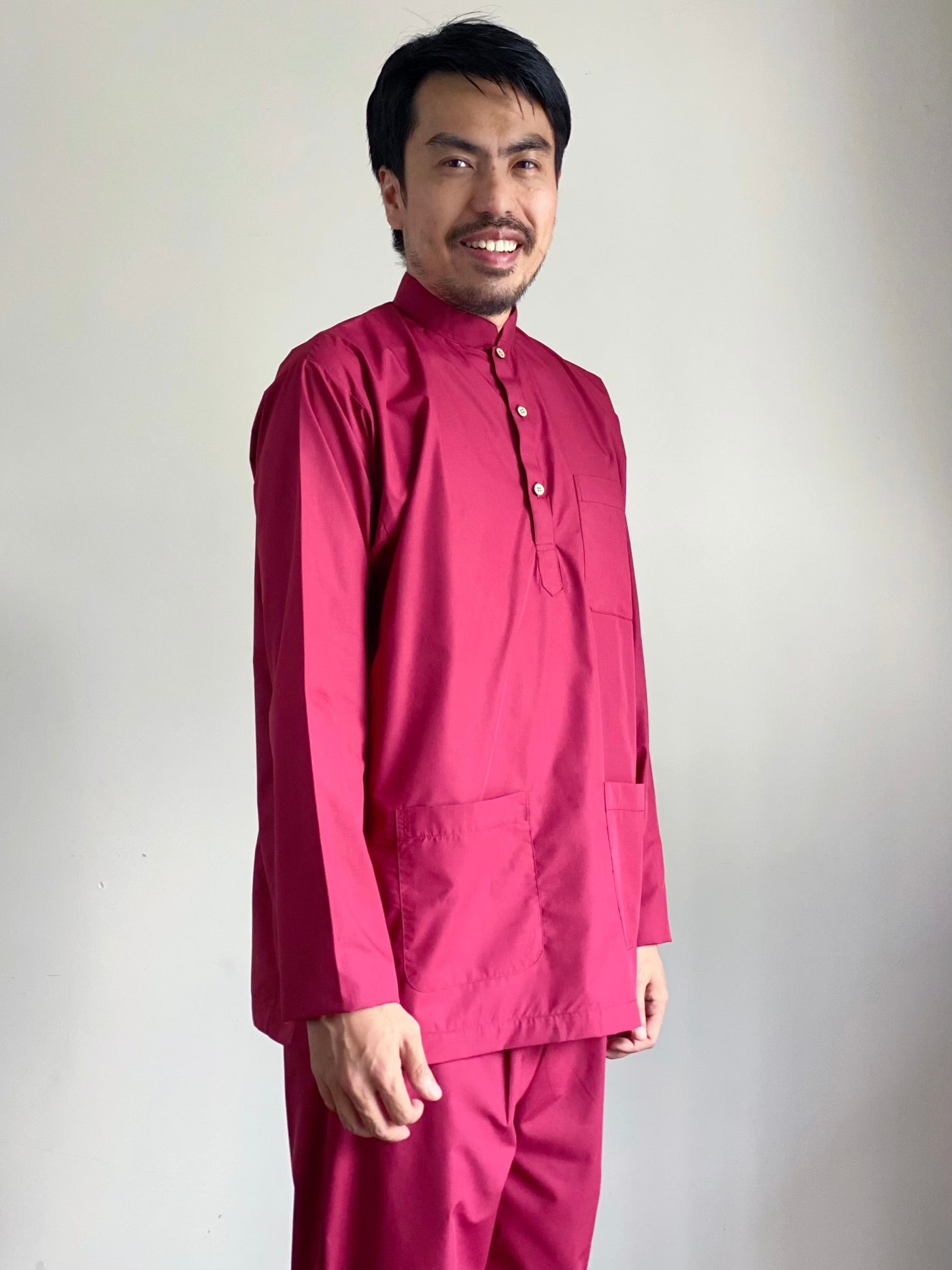 ARJUNA Baju Melayu Cekak Musang Set in Ruby
