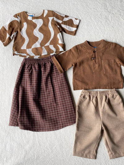ORKED Baby’s Modern Kurung Set in Cocoa