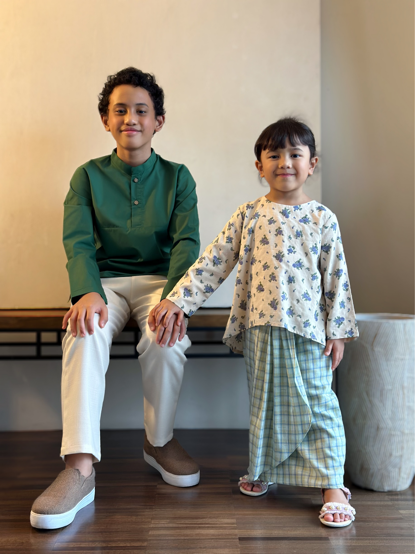 KURNIA Short Kurung Set in Mint Floral