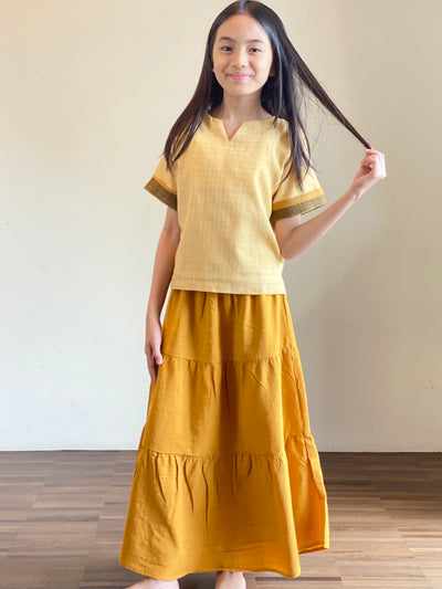 PHOEBE Cotton Blouse with Tiered Skirt Set