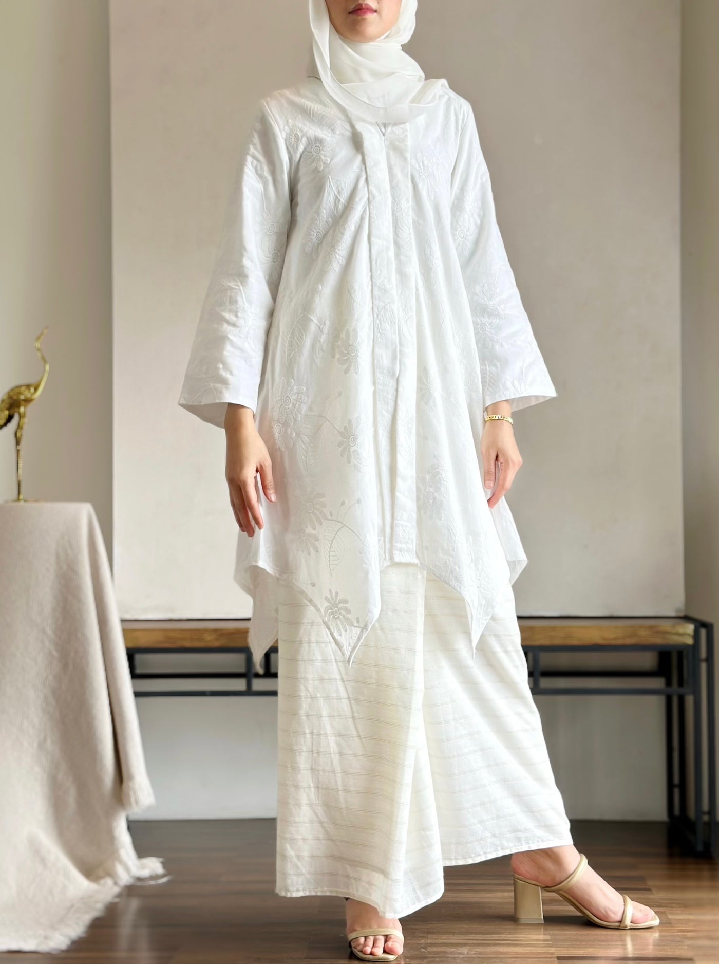 RATU Kebaya Set in White Embroidery