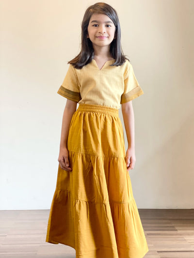 PHOEBE Cotton Blouse with Tiered Skirt Set