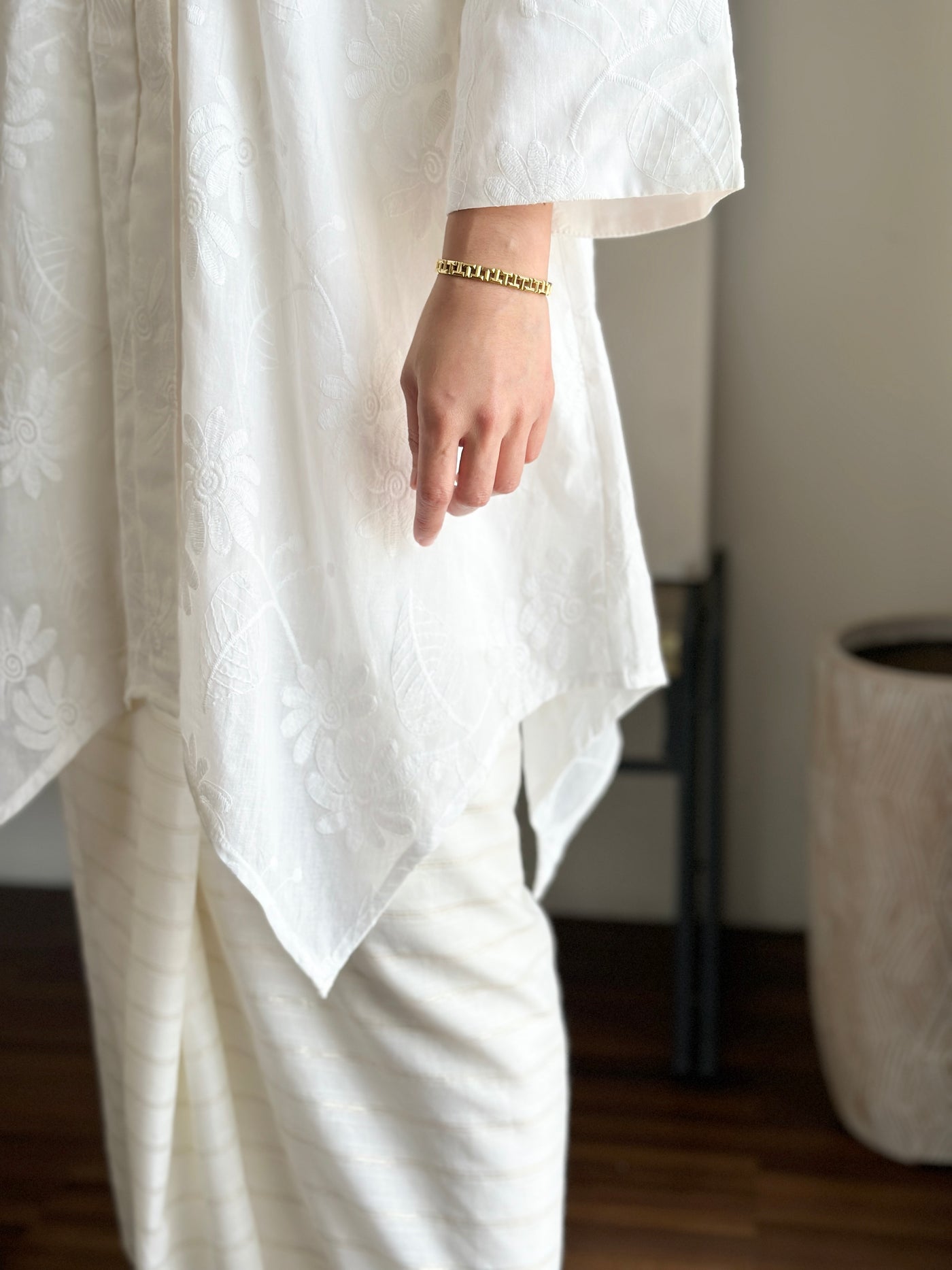 RATU Kebaya Set in White Embroidery