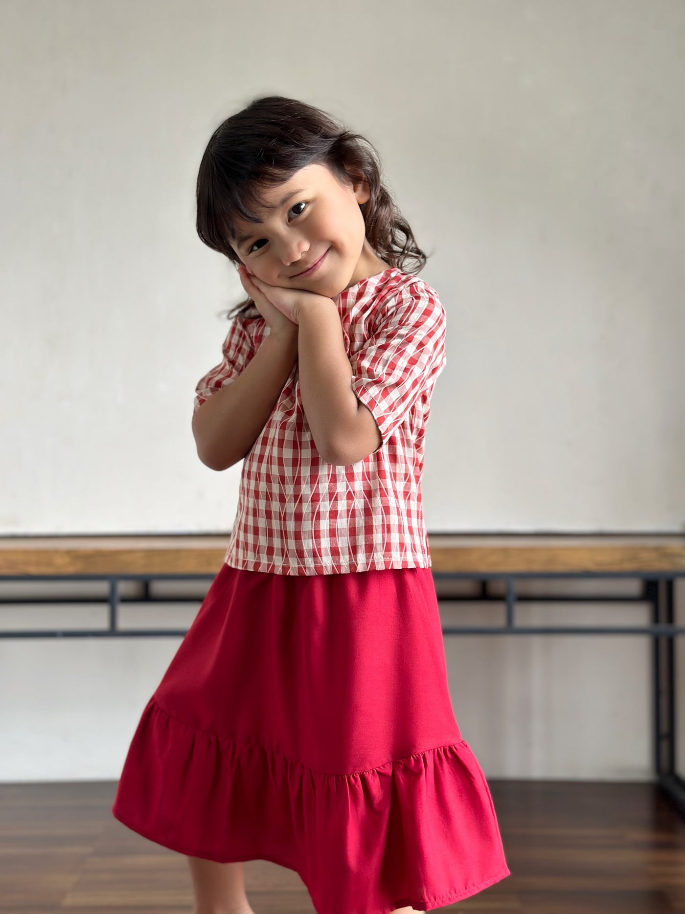 SOFI Baby's Mini Kurung Set in Red Gingham