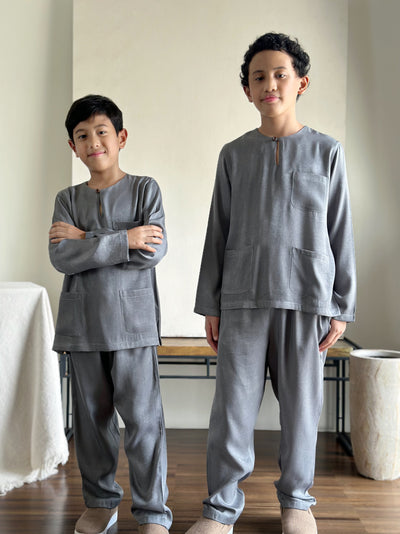 NUH Teluk Belanga Baju Melayu Set in Pewter